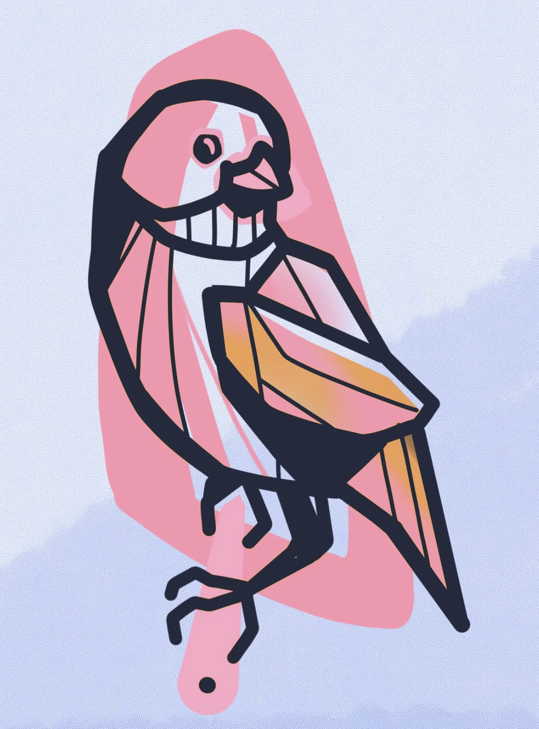 Pink bird illustration